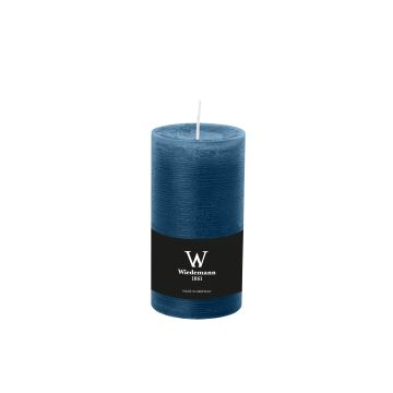 Candela a colonna / Candela di cera AURORA, azurro, 19cm, Ø10cm, 155h - Made in Germany
