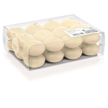 Set di 24 candele galleggianti / Lumini ORNELLA, crema, 2,8cm, Ø4,5cm, 4h