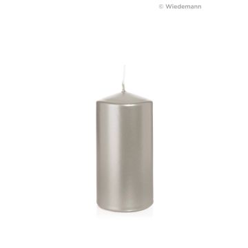 Candela di Natale / Candela a colonna ROSELLA, argento, 12cm, Ø6cm, 40h - Made in Germany