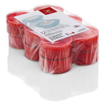 Set di 12 lumini grandi / Candela decorativa KENNY, rosso rubino, 2,1cm, &Oslash;5,6cm, 8h