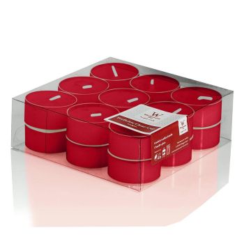 Set di 18 lumini / Candela tipo lumino KENNY, rosso rubino, 1,8cm, Ø3,8cm, 4h