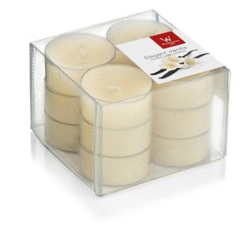 Set di 12 lumini profumati / Candela profumata ASTRID, crema, 1,6cm, Ø3,7cm, 4h