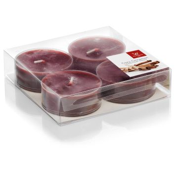 Set di 4 lumini grandi / Lumini profumati ASTRID, bordeaux, 1,9cm, Ø5,7cm, 8h