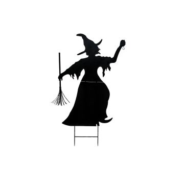 Figura decorativa di Halloween: sagoma di strega SPOOKY WITCH, metallo, nero, 150 cm