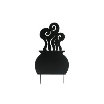 Figura decorativa di Halloween: calderone da strega SPOOKY CAULDRON, metallo, nero, 83 cm