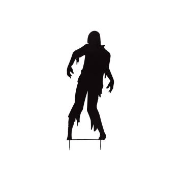Figura decorativa di Halloween: sagoma di uomo SPOOKY ZOMBIE, metallo, nero, 135 cm