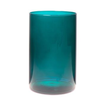Vaso cilindrico in vetro SANYA EARTH, blu ciano-trasparente, 21 cm, Ø14 cm