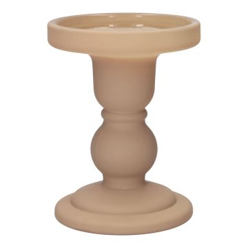 Portacandela a tronchetto in vetro KLEOFINA, con base, beige opaco, 11cm, Ø8,5cm Portacandela a tronchetto in vetro KLEOFINA, con base, beige opaco, 11cm, Ø8,5cm