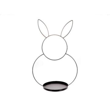 Anello in metallo con coniglio FLIPPY e vassoio come base, nero, 65cm, Ø43cm