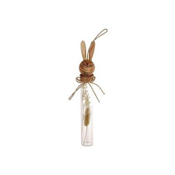 Ciondolo decorativo a tubicino di vetro NARNIKA con testa di coniglio e fiori secchi, decorazione pasquale, bianco-marrone, 5x3,5x25 cm Ciondolo decorativo a tubicino di vetro NARNIKA con testa di coniglio e fiori secchi, decorazione pasquale, bianco-marrone, 5x3,5x25 cm