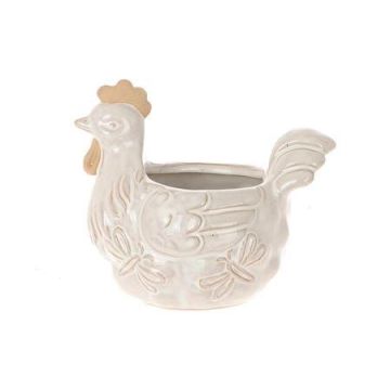 Vaso da fiori a forma di gallina ARKAS in ceramica, motivo libellula, grigio-bianco, 15,6x10,6x13,2 cm Vaso da fiori a forma di gallina ARKAS in ceramica, motivo libellula, grigio-bianco, 15,6x10,6x13,2 cm