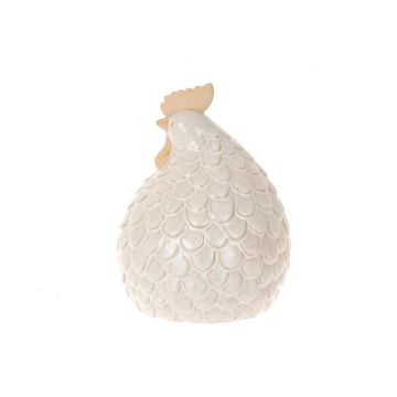 Figurina decorativa Gallina ARKAS in ceramica, grigio-bianco, 14,5x13,5x20cm