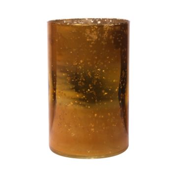 Vaso da tavolo in vetro RIGOBERTO, centro dorato, arancione-marrone-trasparente, 20cm, Ø12,5cm