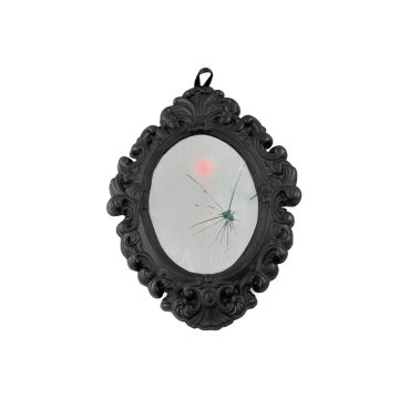 Specchio magico decorativo di Halloween MIRZELLA, con funzione audio, LED, grigio, 35 cm
