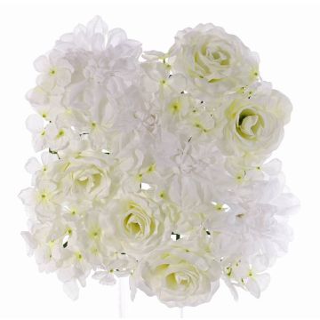 Composizione decorativa con peonia, dalia e ortensia, tappeto EVOLET, bianco, 25x25 cm