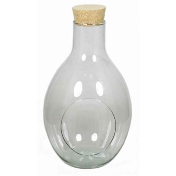 Terrario in vetro VINELLA, coperchio di sughero, apertura laterale, sfera/rotondo, trasparente, 31cm, Ø7cm/Ø18cm