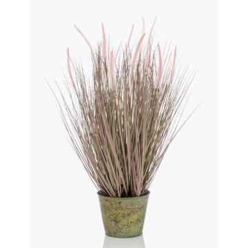 Erba sintetica pennisetum OVIDIO, pannocchie, vaso di zinco, rosa-verde, 60cm Erba sintetica pennisetum OVIDIO, pannocchie, vaso di zinco, rosa-verde, 60cm