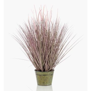 Erba sintetica per lampade OVIDIO, pannocchie, vaso di zinco, rosa-verde, 100cm