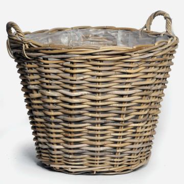 Cesto portafiori in rattan CATELYNN, grigio-marrone, 40cm, Ø45cm