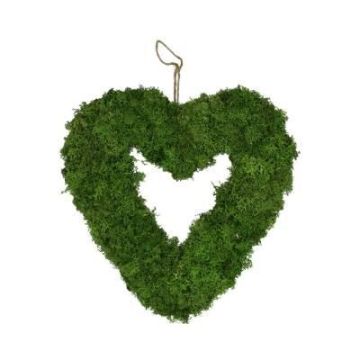 Ghirlanda decorativa a forma di cuore MADISSON in muschio islandese, con gancio, verde, 5cm, Ø30cm Ghirlanda decorativa a forma di cuore MADISSON in muschio islandese, con gancio, verde, 5cm, Ø30cm