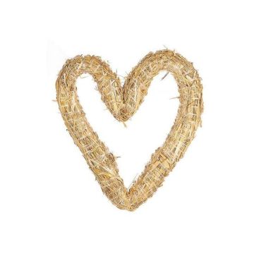 Ghirlanda a forma di cuore PRESTON in paglia, naturale, 4 cm, Ø 25 cm