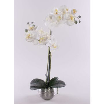 Orchidea Phalaenopsis in tessuto KAREN, vaso decorativo, effetto ghiacciato, bianco, 50 cm