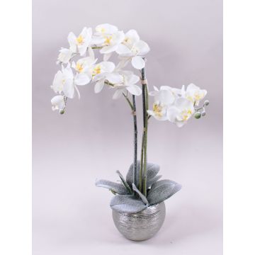 Orchidea Phalaenopsis in tessuto KAREN, vaso decorativo, effetto ghiacciato, bianco, 60cm Orchidea Phalaenopsis in tessuto KAREN, vaso decorativo, effetto ghiacciato, bianco, 60cm