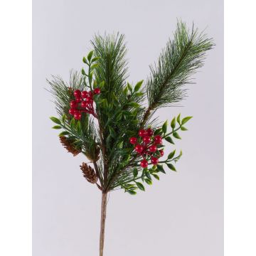Ramo artificiale FREDEGONDA, pino, bacche di sorbo, pigne, rosso-verde, 65 cm Ramo artificiale FREDEGONDA, pino, bacche di sorbo, pigne, rosso-verde, 65 cm