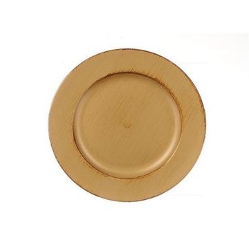 Piatto decorativo plastica KAMALEI, dorato, 2cm, Ø20cm