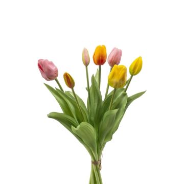 Mazzo di tulipani sintetici misti LONA, rosa-giallo-arancione, 40cm