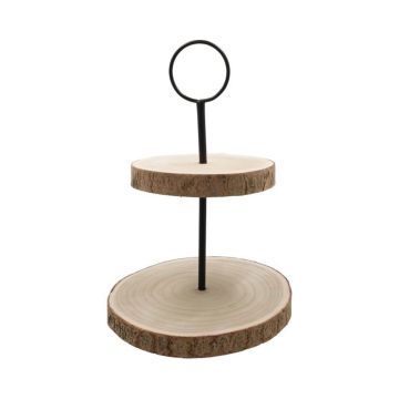 Alzata JESSALYN in legno di paulownia, a 2 ripiani, naturale, 38 cm, Ø 33 cm Alzata JESSALYN in legno di paulownia, a 2 ripiani, naturale, 38 cm, Ø 33 cm