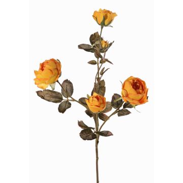 Ramo di rosa artificiale SITARA, effetto secco, arancione-giallo, 75cm, Ø5-8cm