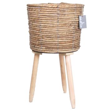 Cestino fioriera scandinavo SOLEA, gambe in legno, beige, 34cm, Ø21,5cm