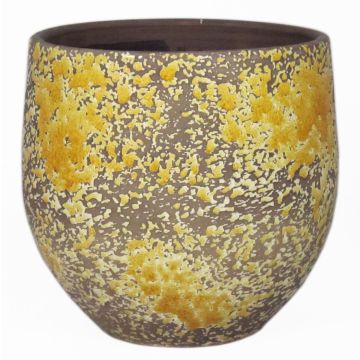 Vaso rustico in ceramica TSCHIL, sfumatura di colore, giallo ocra-marrone, 16cm, Ø17cm Vaso rustico in ceramica TSCHIL, sfumatura di colore, giallo ocra-marrone, 16cm, Ø17cm