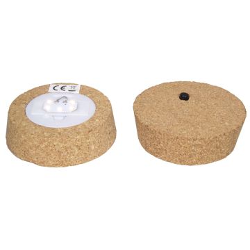 Coperchio di sughero ROYA con LEDs, beige, 3,2cm, Ø10,5cm