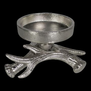 Portacandele a forma di corna in alluminio LIBUSCHA, argento, 8cm, Ø14cm