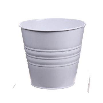 Vaso rotondo MICOLATO con scanalature, zinco, bianco, 12cm, Ø13,5cm Vaso rotondo MICOLATO con scanalature, zinco, bianco, 12cm, Ø13,5cm