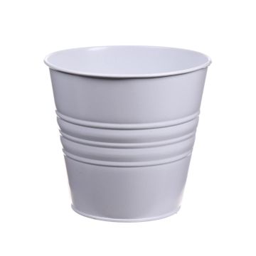 Vaso rotondo MICOLATO con scanalature, zinco, bianco, 13cm, Ø15,5cm