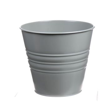 Vaso rotondo MICOLATO con scanalature, zinco, verde giada, 16cm, Ø20,5cm