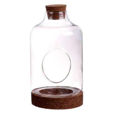Terrario di vetro KUKKA, coperchio in sughero, fondo in sughero, trasparente, 23cm, Ø12cm
