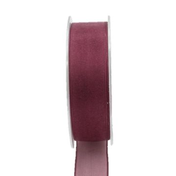 Nastro di organza OSNA, rosso bordeaux, 25 m, 25 mm