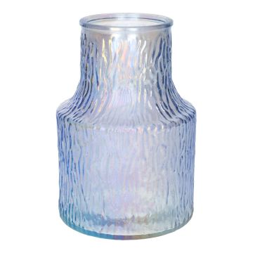 Vaso da fiori LUCIENNE in vetro, con motivo, lavanda iridescente, 19,8 cm, Ø 13,5 cm