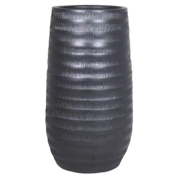 Vaso per piante in ceramica TIAM con scanalature, nero-opaco, 40cm, Ø22cm Vaso per piante in ceramica TIAM con scanalature, nero-opaco, 40cm, Ø22cm
