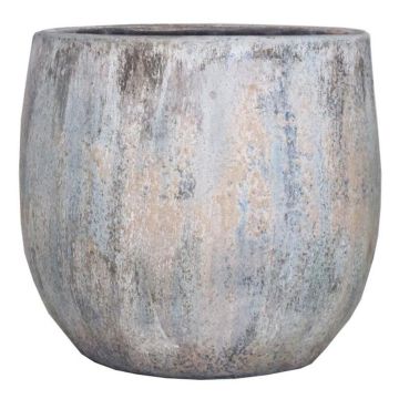 Fioriera in ceramica MORTAZA granulato, blu-beige, 21cm, Ø23cm