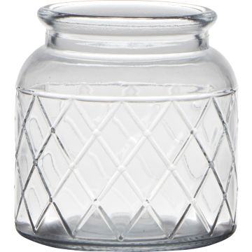 Portalumino di vetro THIDA, motivo a rombi, trasparente, 10,5cm, Ø10cm