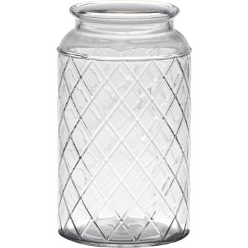 Portalumino di vetro THIDA, motivo a rombi, trasparente, 18cm, Ø10cm