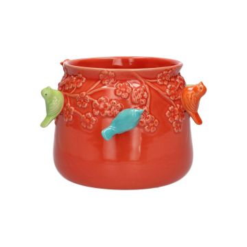 Vaso da fiori BIRDIE in ceramica, con uccellini 3D, rosso-blu-verde-arancione, 11 cm, Ø 13,5 cm Vaso da fiori BIRDIE in ceramica, con uccellini 3D, rosso-blu-verde-arancione, 11 cm, Ø 13,5 cm