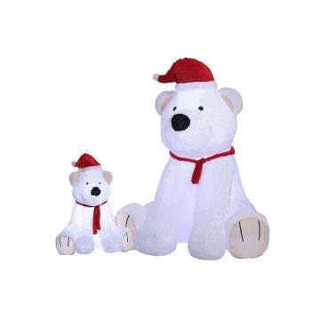 Orso polare decorativo XXL CASIMARO, gonfiabile, peluche, LED, bianco, 165x170x183cm