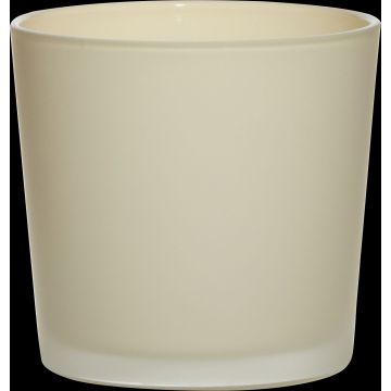 Fioriera di vetro ALENA FROST, beige opaco, 11cm, Ø11,5cm