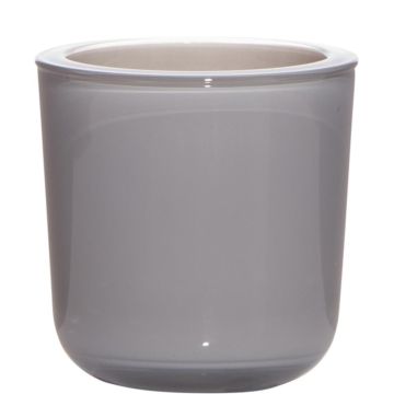 Vaso per candele NICK in vetro, grigio, 7,5cm, Ø7,5cm